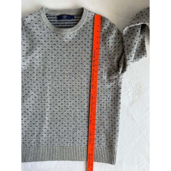 J.CREW Men’s 100% Lambswool Crewneck Sweater  Large Pull-On Classic Gray Navy - Picture 8 of 9
